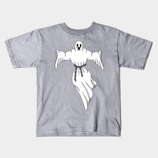 Spooky Chain-Rattling Ghost Kids T-Shirt by AzureLionProductions